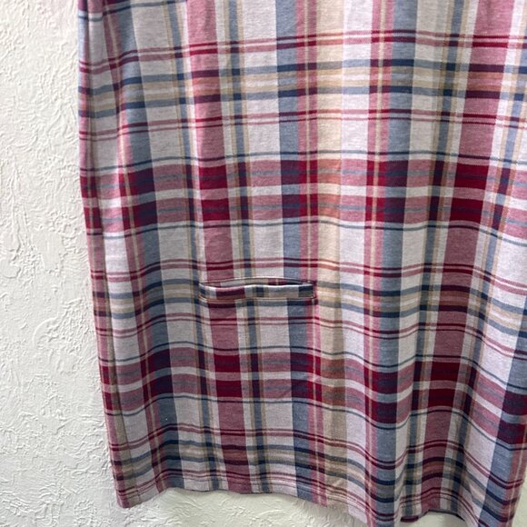 Zara Plaid Tartan Shift Dress Large, Preppy , Short Sleeves, Red/White Pocket! - Picture 2 of 3